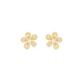 Yellow & White Diamond Flower Stud Earrings
