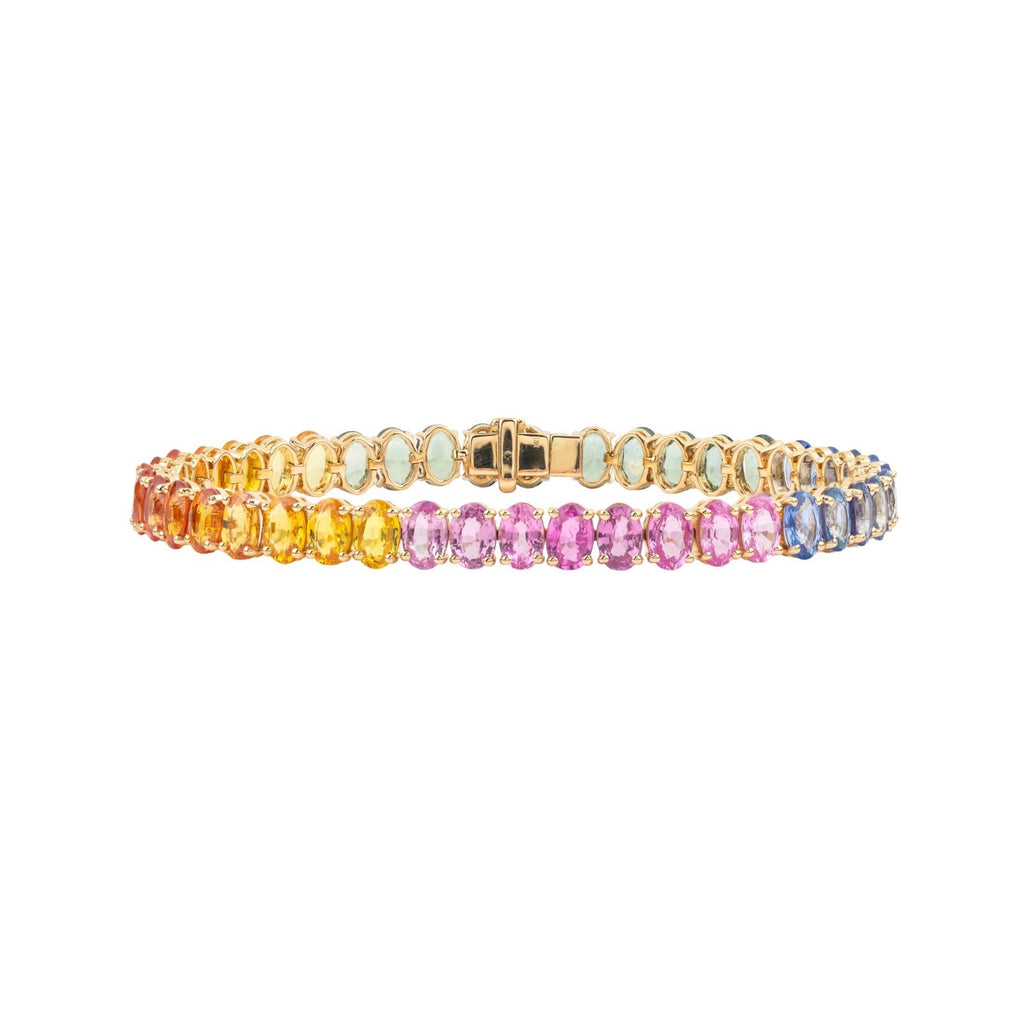 Rainbow Oval Sapphire Tennis Bracelet