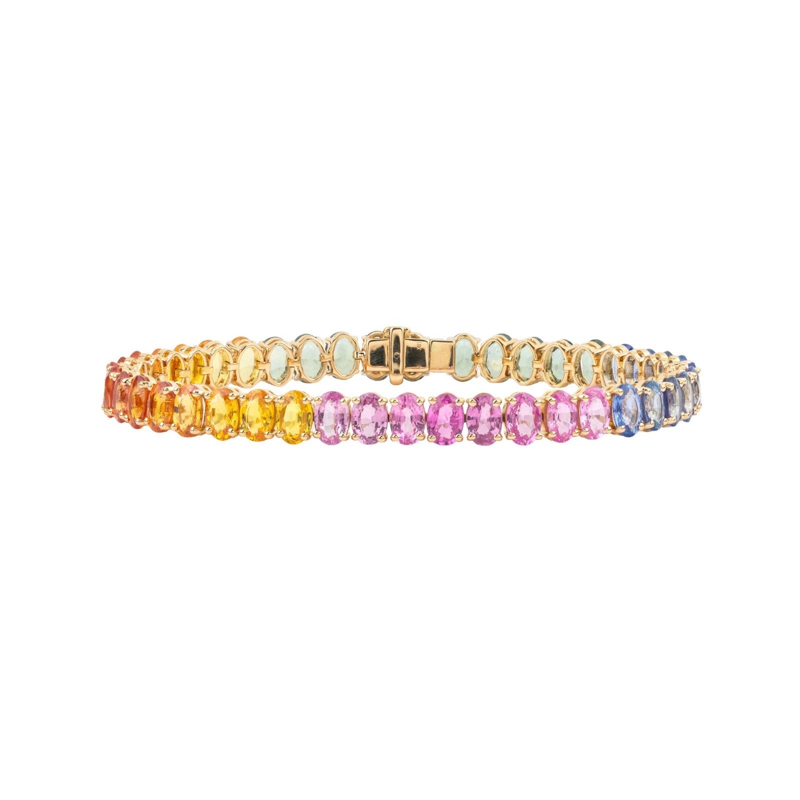 Rainbow Oval Sapphire Tennis Bracelet