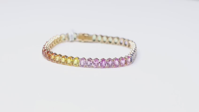 Rainbow Oval Sapphire Tennis Bracelet